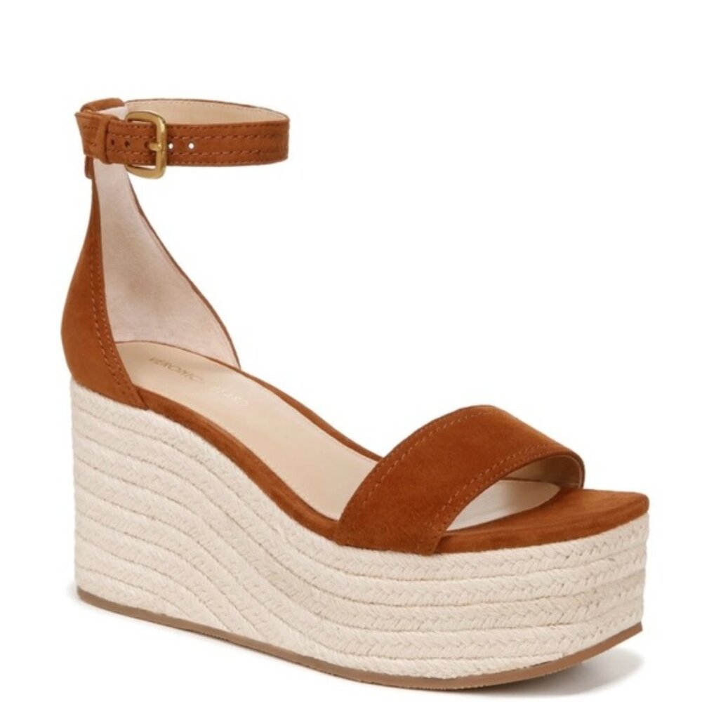 Veronica Beard Gianna Platform Brown Wedge Sandal Size 6M